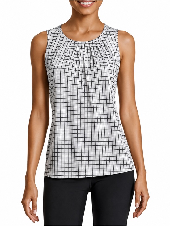 Worthington Tops - Worthington Women's Pleated Neck Tank Top Sleeveless Top Blouse L
